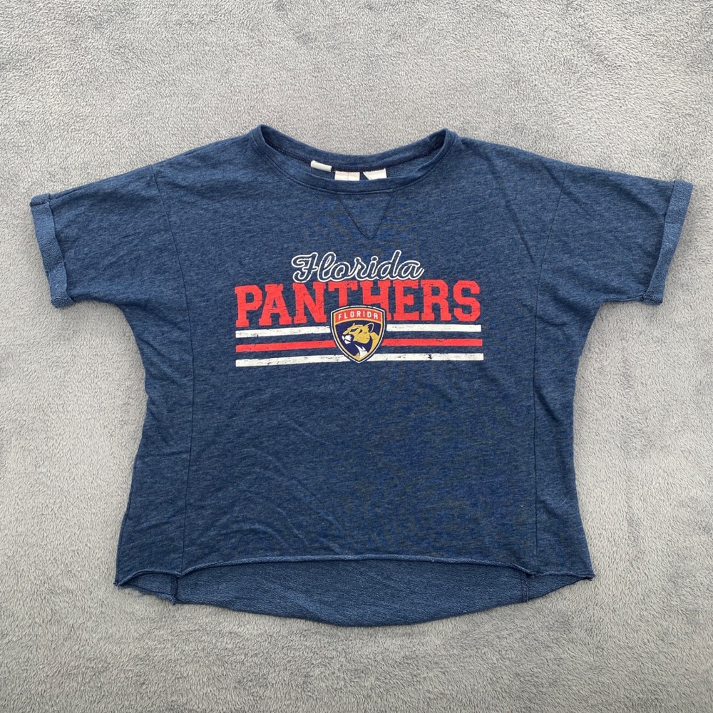 Florida Panthers Sweater Tee Womens Large Blue NHL Hockey Concepts Sport